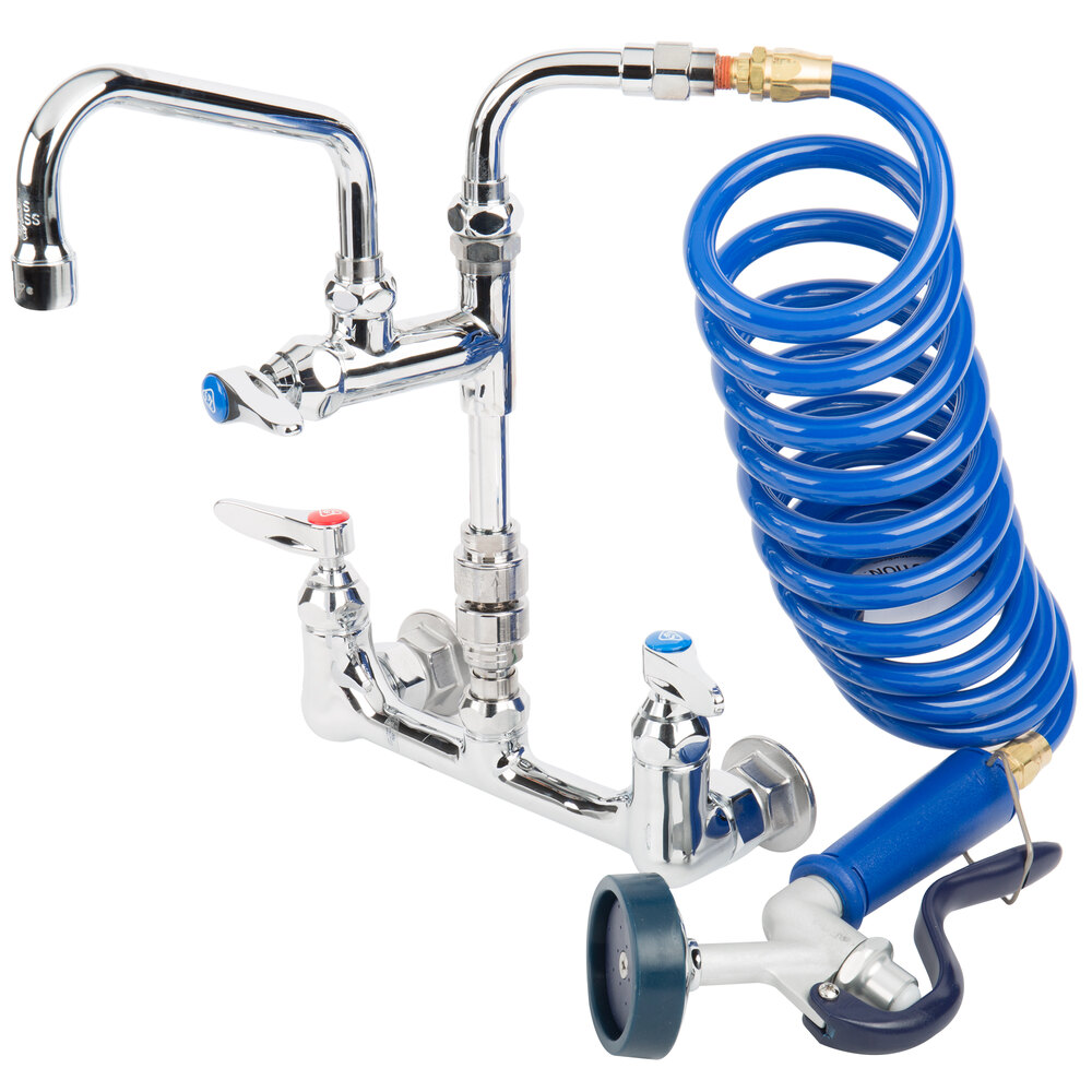 T&S PG8WSAV06 Wall Mount Pet Grooming Faucet with 8" Centers, 6" Add