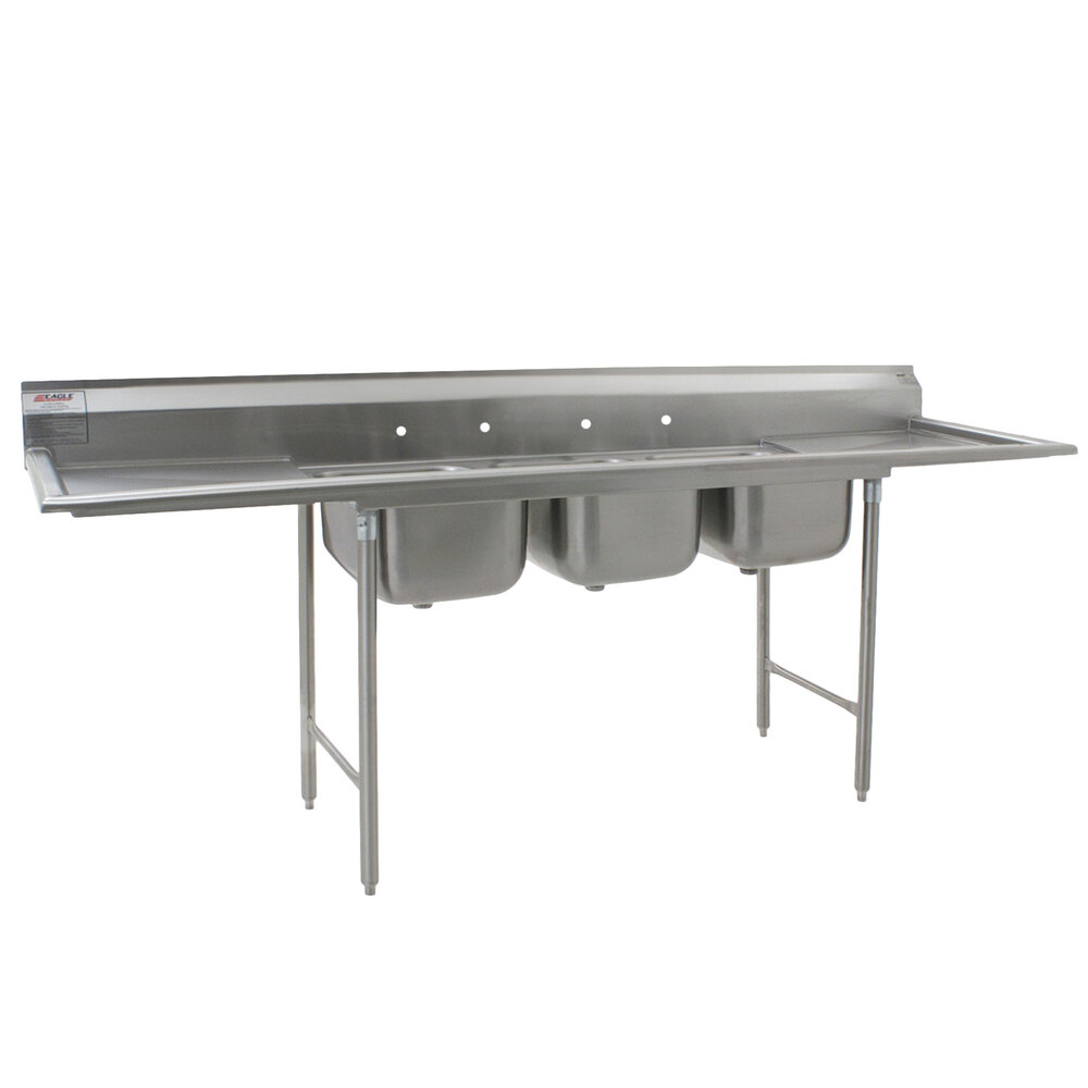 Eagle Group 31418318 Three Compartment Stainless Steel Commercial