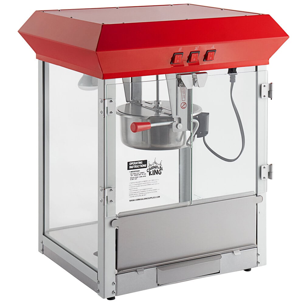 8 oz Commercial Popcorn Machine, Red