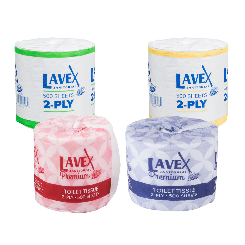 Lavex Individually-Wrapped 1-Ply Standard 1000 Sheet Toilet Paper Roll - 96/Case