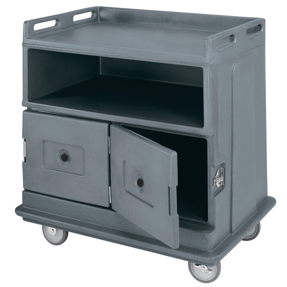 Cambro MDC24F191 Granite Gray Beverage Service Cart with 2 Doors 44 1