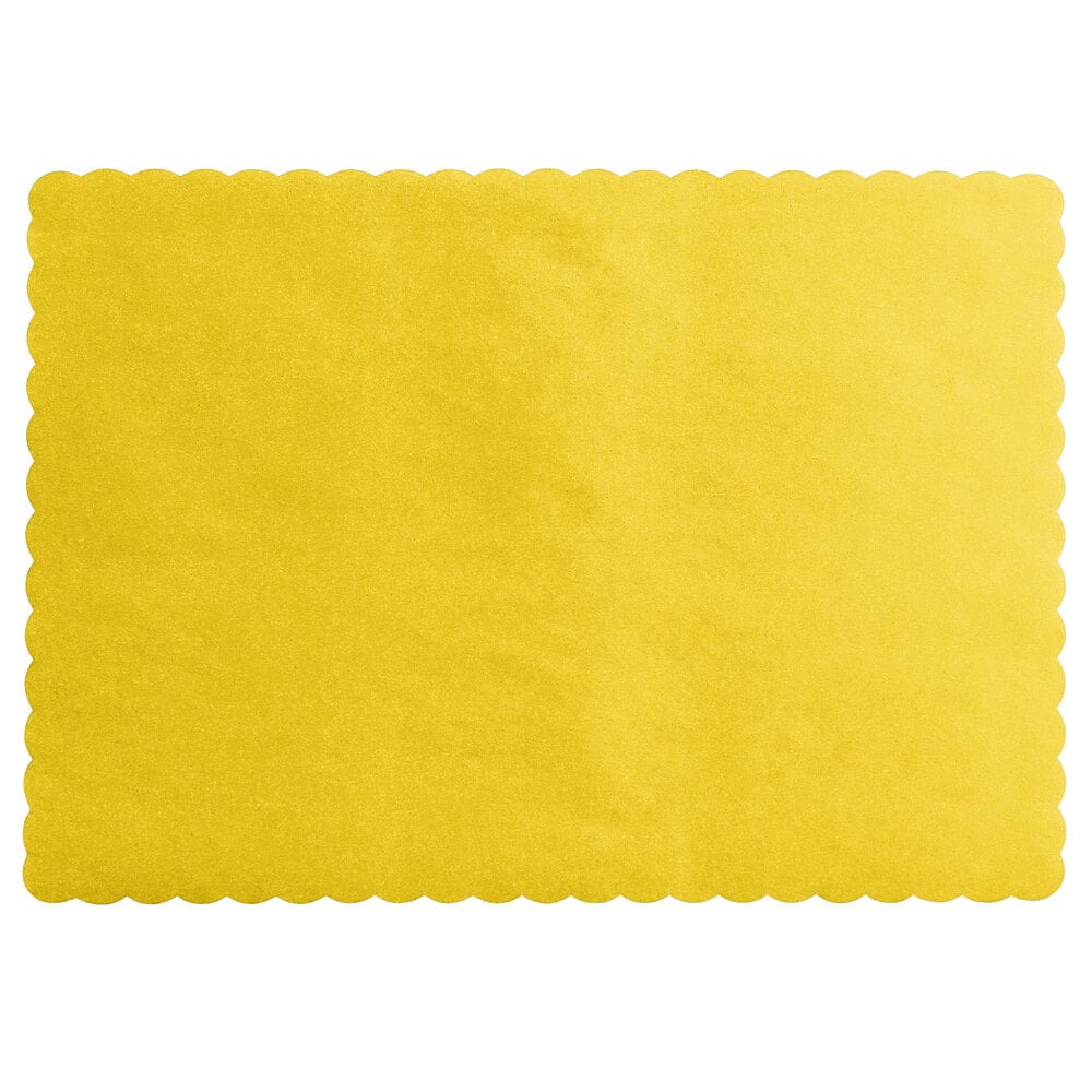Choice 10" x 14" Gold Colored Paper Placemat with Scalloped Edge 1000