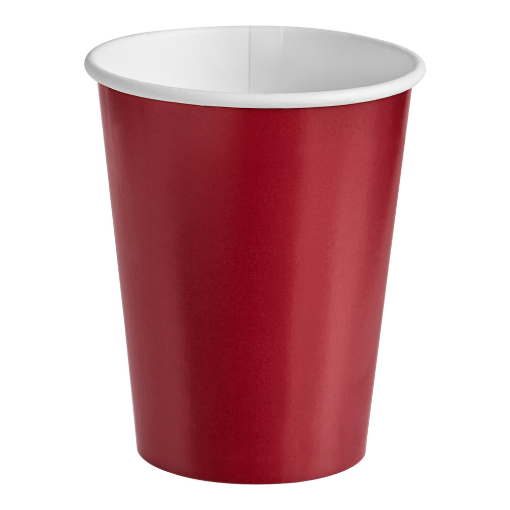 Creative Converting 9 oz. Burgundy Poly Paper Hot / Cold Cup - 240/Case