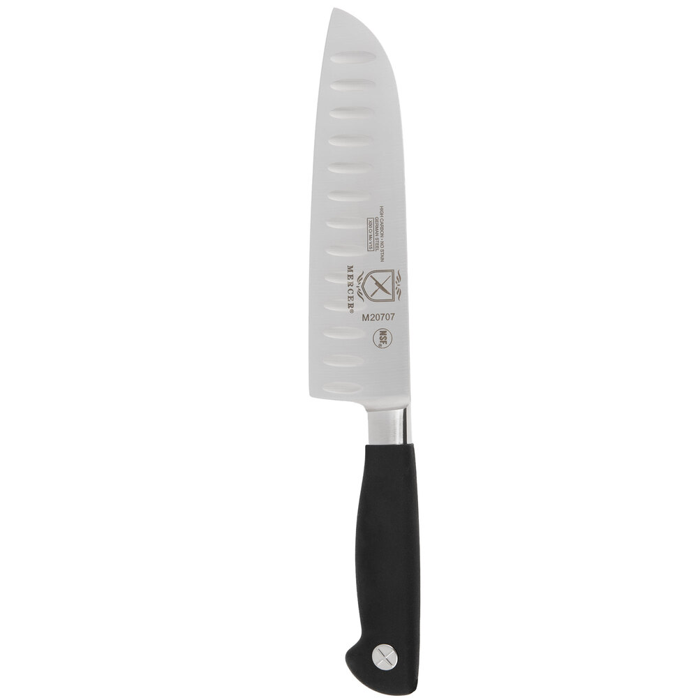 Mercer Culinary M20707 Genesis® 7 Forged Santoku Knife with Granton Edge  and Full Tang Blade