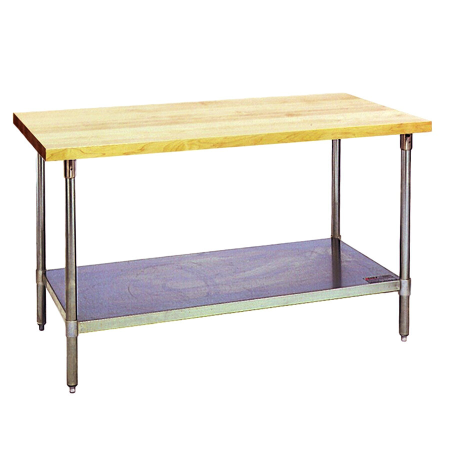 Eagle Group MT3060S Wood Top Work Table with Stainless Steel Base and