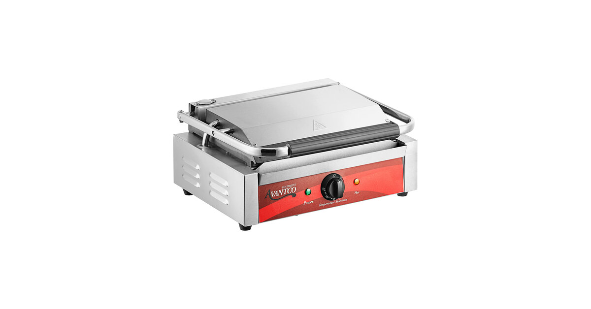 avantco p78 commercial panini sandwich grill with grooved plates