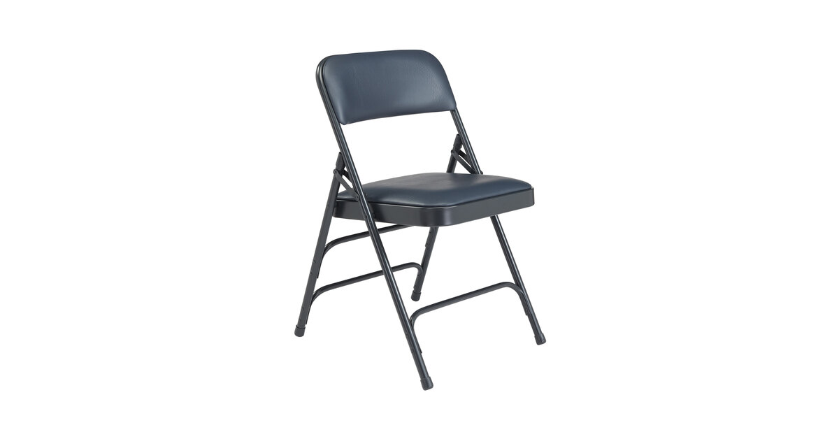 National Public Seating 1304 Char-Blue Metal Folding Chair with 1