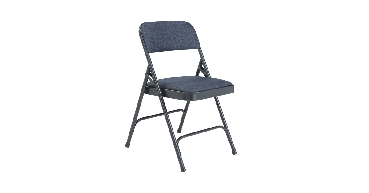 National Public Seating 2204 Char-Blue Metal Folding Chair with 1