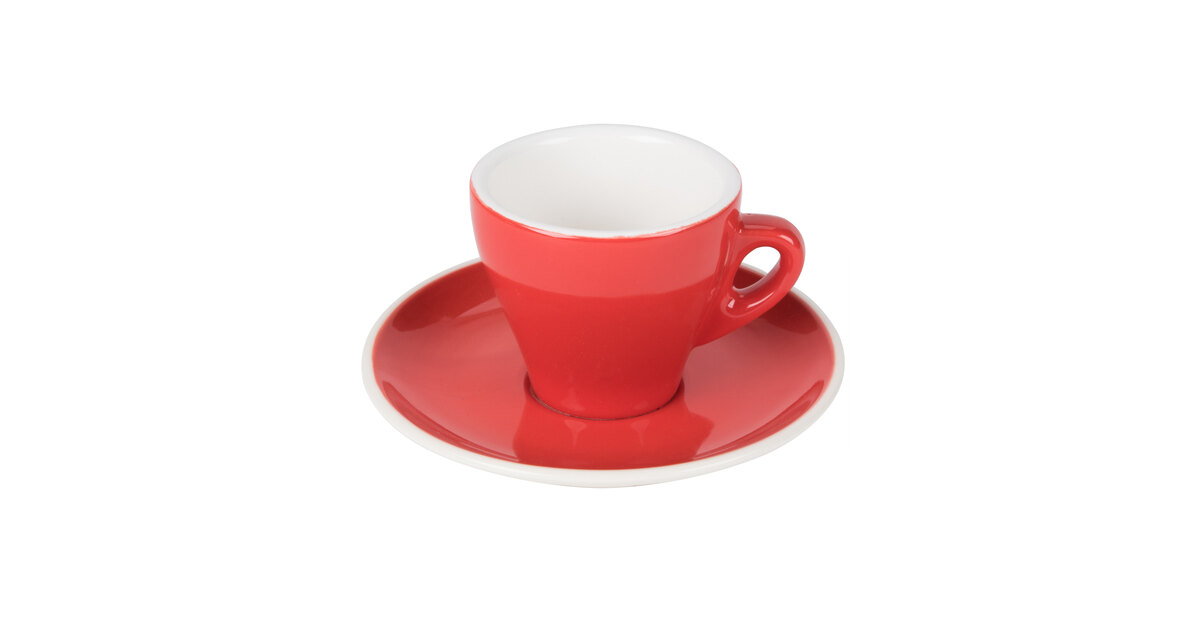 CAC E-3-R Venice 3.5 oz. Red Espresso Cup with 4 7/8