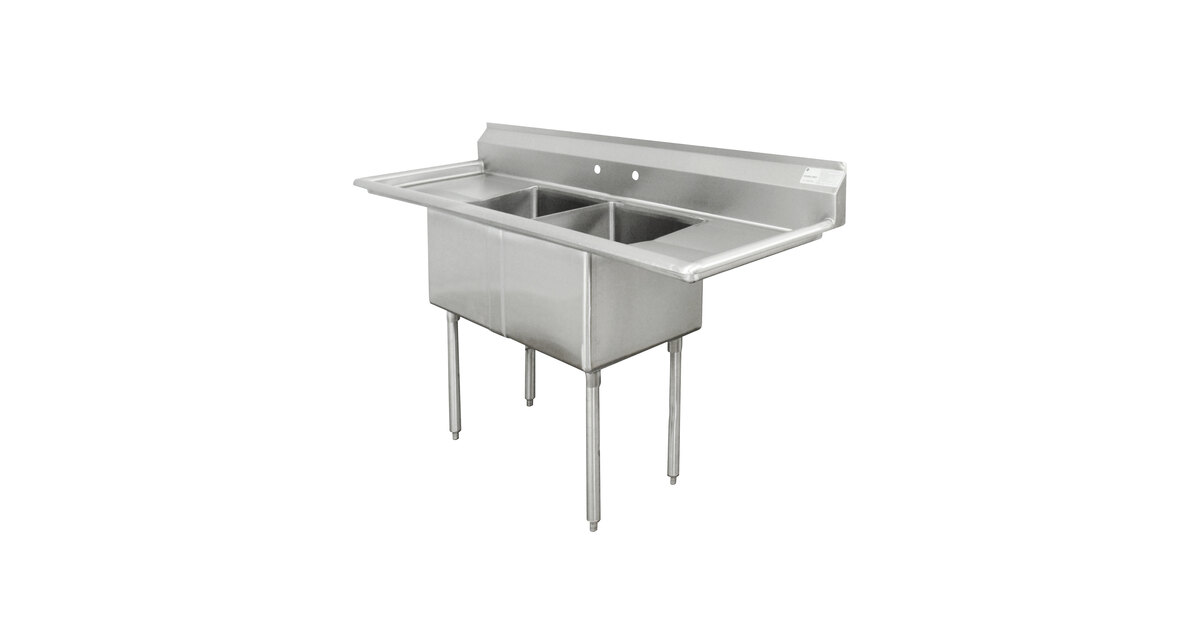 NSF Certified 2-Compartment Stainless Steel Commercial Sink For Kitchen & Utility Use