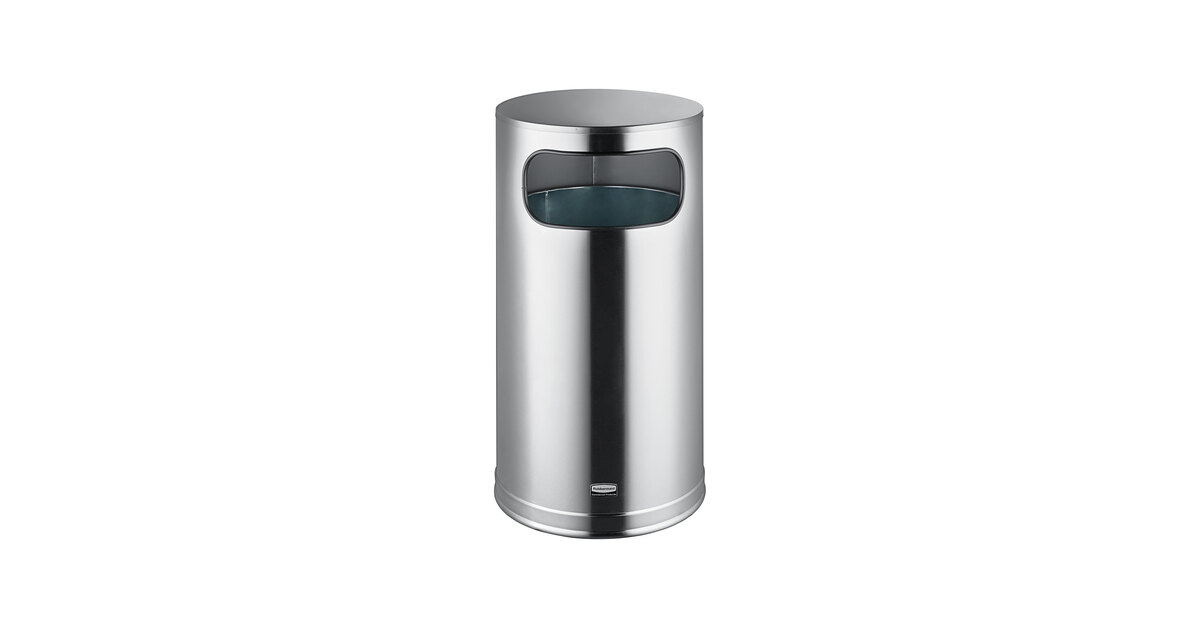 Rubbermaid Commercial Refine 16 Gallon Round Stainless Steel Trash Can - Fingerprint Resistant, Liner Cinch, For Hotel Lobby, Office, Conference Room - View #3