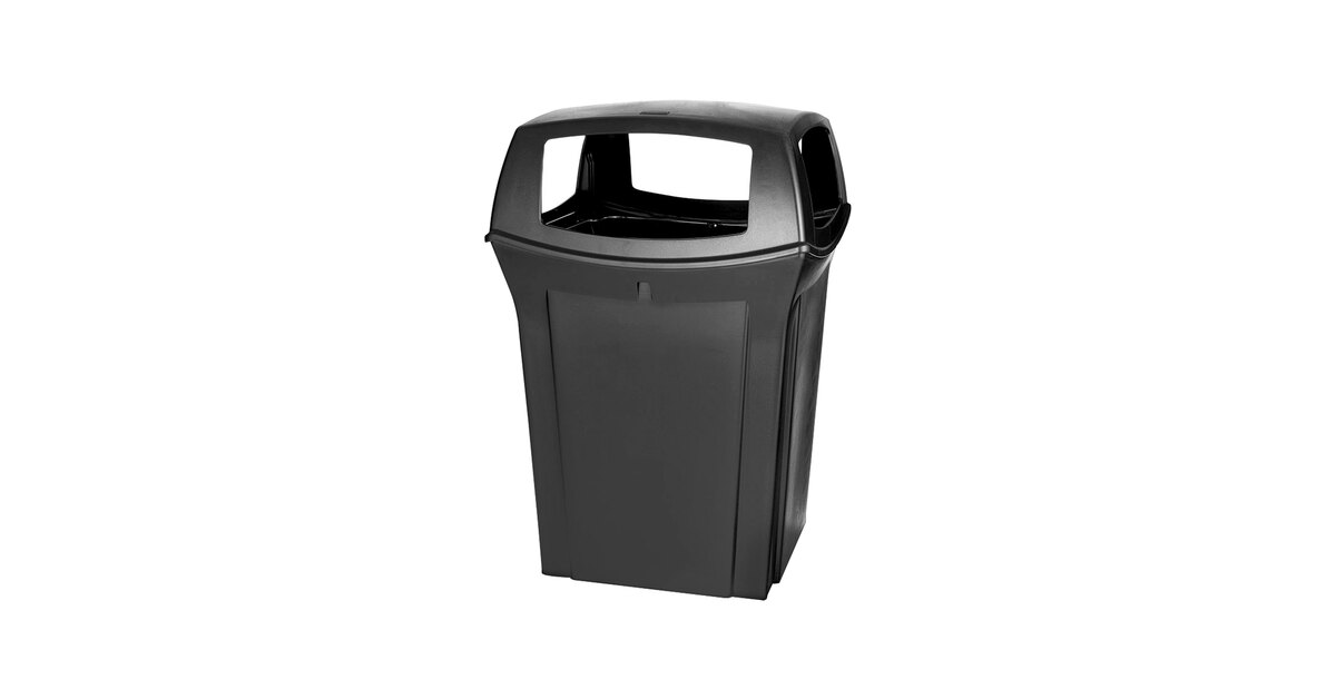 Rubbermaid® FG917388BLA Ranger Black Square Trash Can with 4