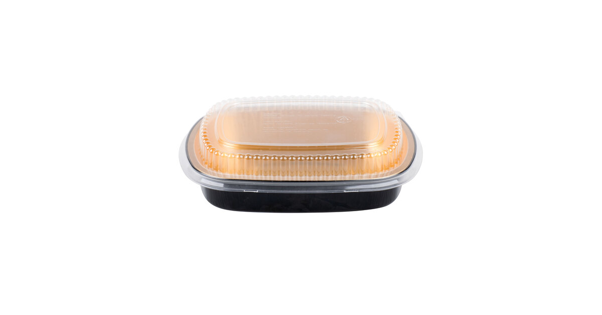 Durable Packaging 9664-SL-25 Smoothwall Silver Extra Large Entree /  Take-Out Pan with Dome Lid