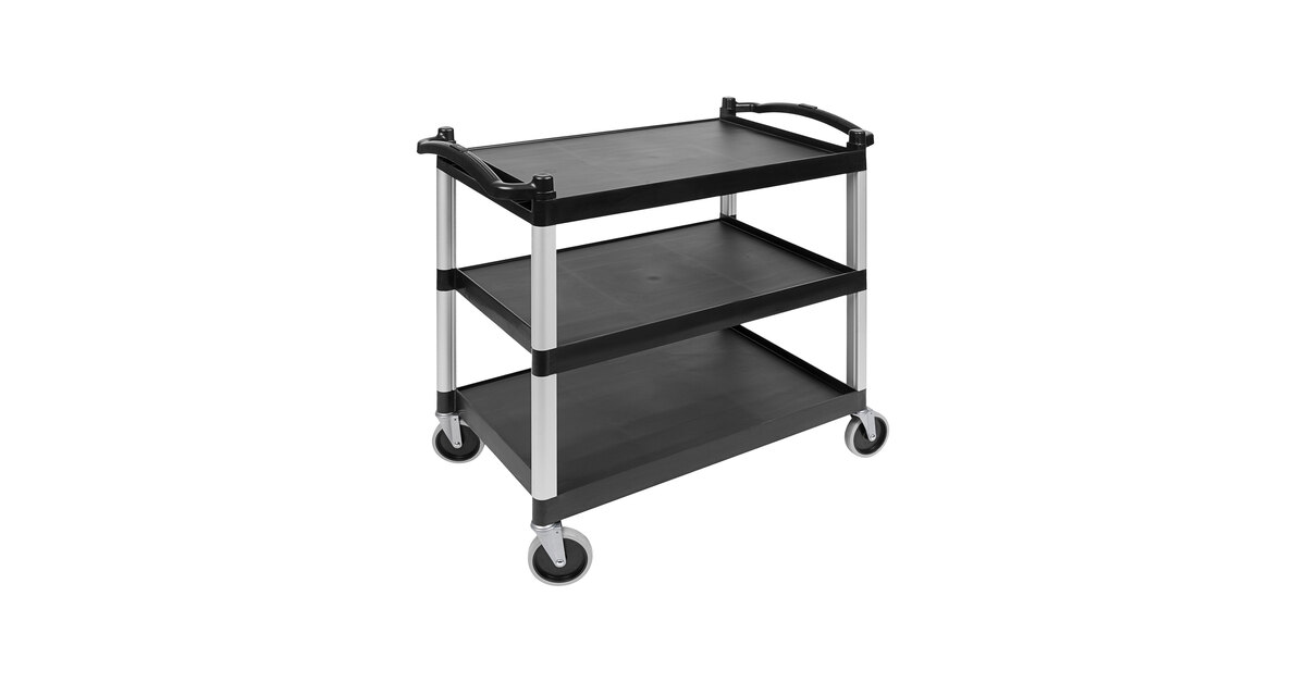 Cambro BC340KD110 Black Three Shelf Utility Cart (Unassembled