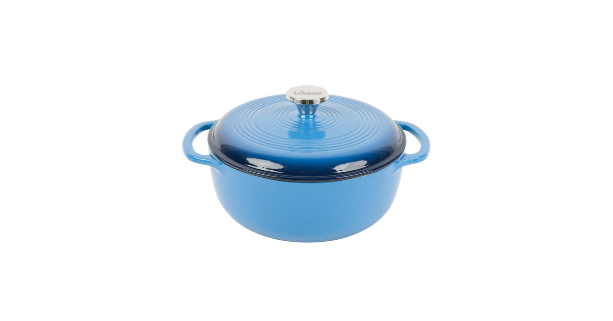 Lodge EC4D33 Caribbean Blue Enameled Cast Iron Dutch Oven