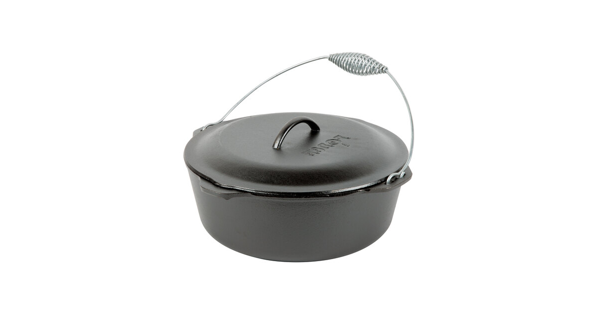  Lodge L12DO3 Cast Iron Dutch Oven with Iron Cover, Pre