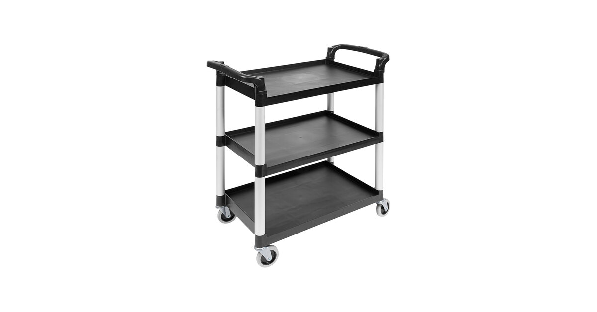 Cambro BC331KD110 Black Three Shelf Utility Cart (Unassembled