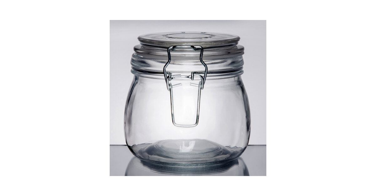 American Metalcraft HMJ4 16 oz. Glass Hinged Apothecary Jar