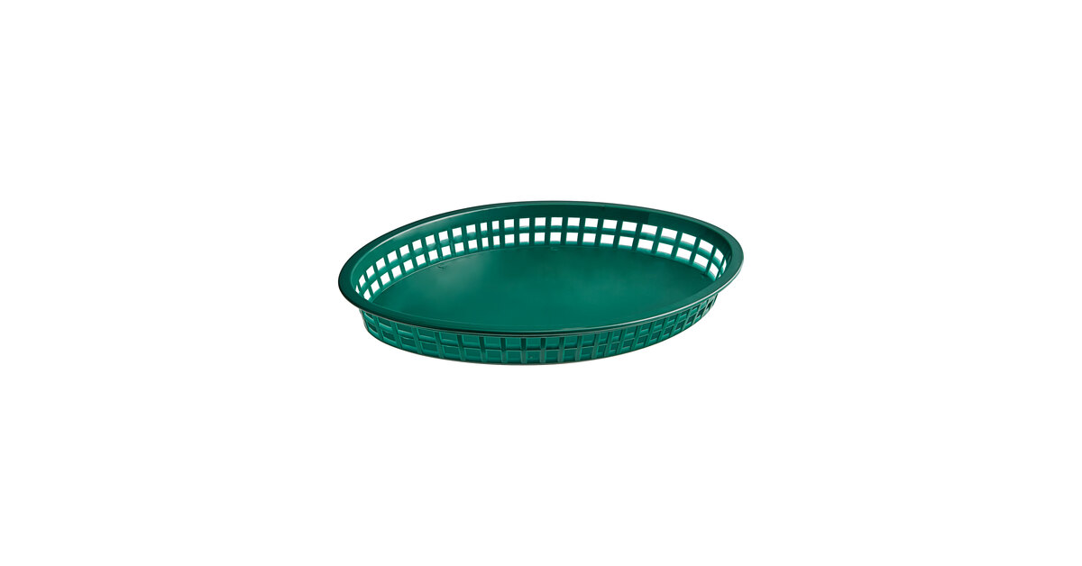 Tablecraft Forest Green 12-3/4 Oval Texas Platter Basket Set