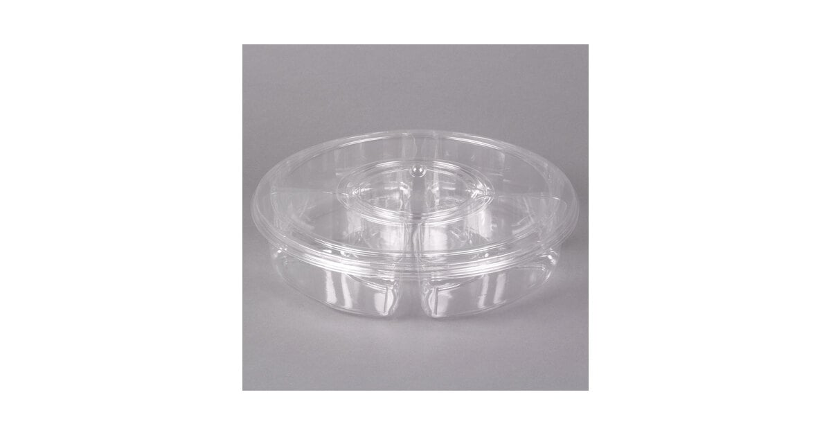 Polar Pak 5H138-4+1P-C 13 Clear PET Round 5 Compartment Catering Tray with