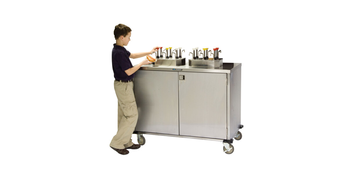 Lakeside 70220 Stainless Steel EZ Serve 4 Pump Condiment Cart - 27