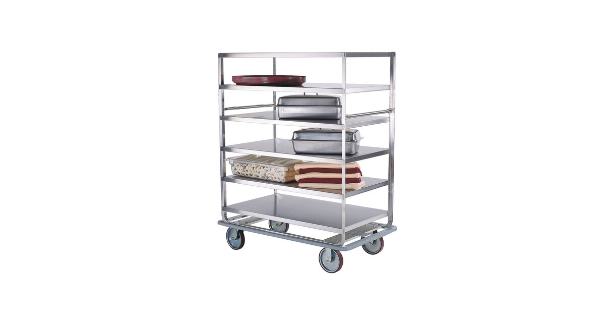 Lakeside 566 Stainless Steel Queen Mary Banquet Cart with (5) 28