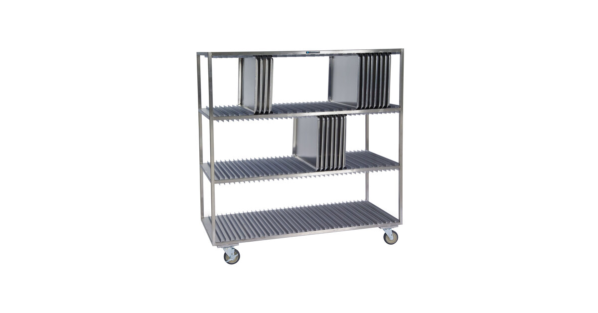 Lakeside 867 Mobile Tray Drying Rack, Stainless Steel, (4) Shelves fit 14 x  18-in. or 15 x 20-in. or 16 x 22-in. Trays, 80 Tray Capacity - Lakeside  Foodservice