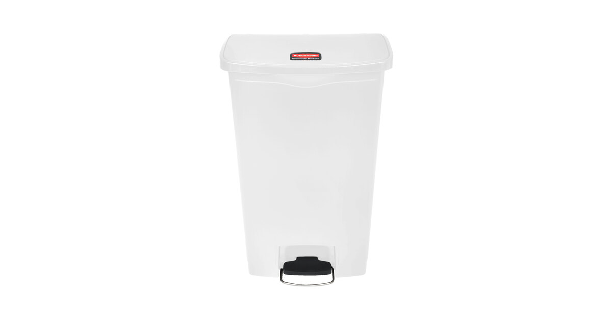 Rubbermaid® 1883559 Slim Jim Resin White Front Step-On Rectangular