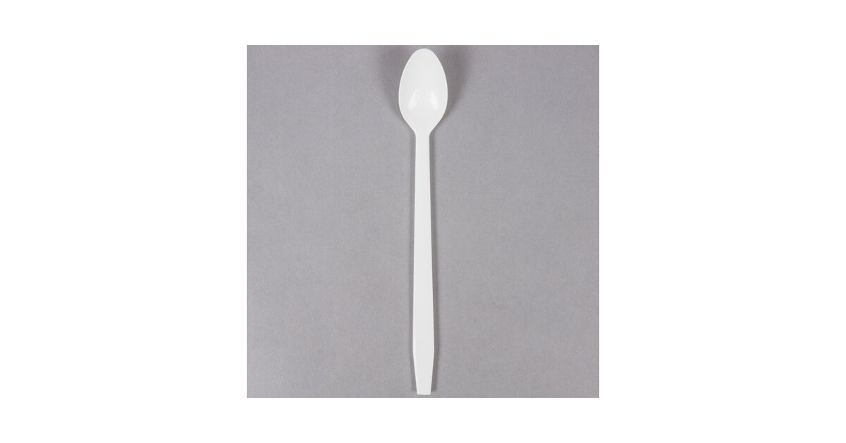 White Disposable Spoons 7.75" Long Soda Milkshake Smoothie Float Spoon 100 Count 