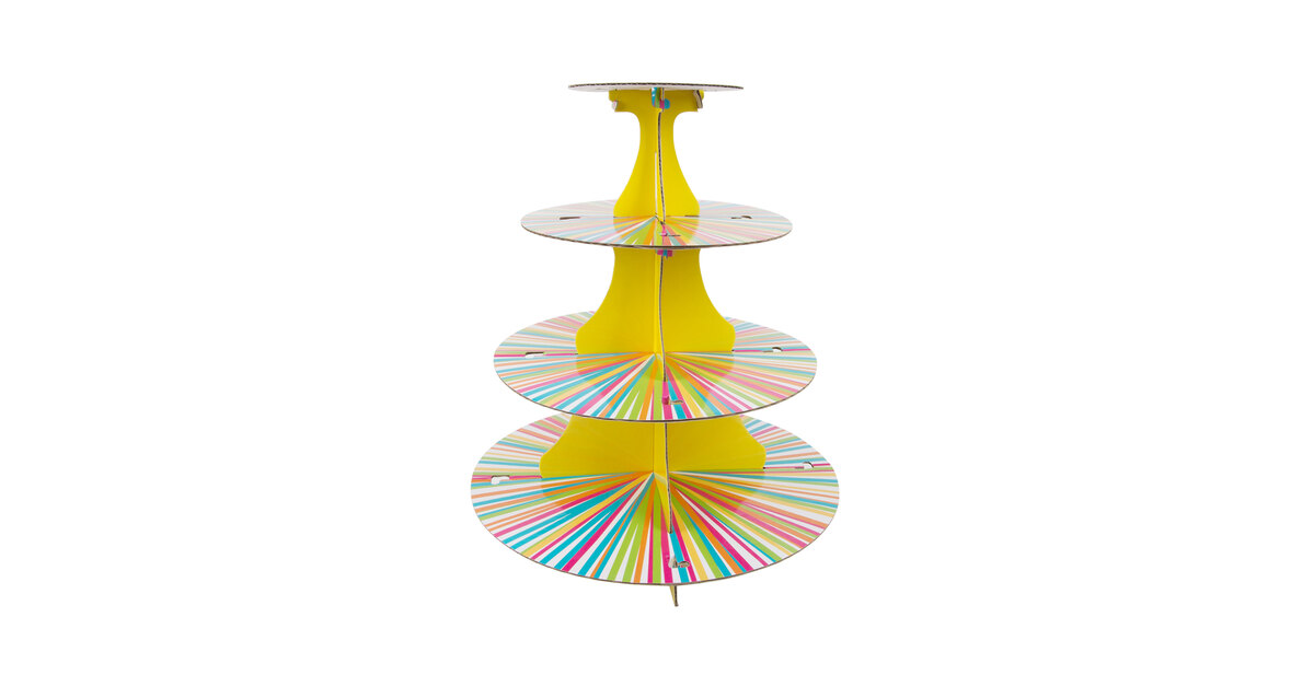 Wilton 1512-0726 4-Tier Neon Striped Disposable Cupcake Stand