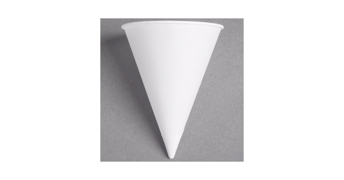 Bare by Solo 6RB-2050 Eco-Forward oz. White Rolled Rim Paper Cone Cup  with Poly Bag Packaging 200/Pack