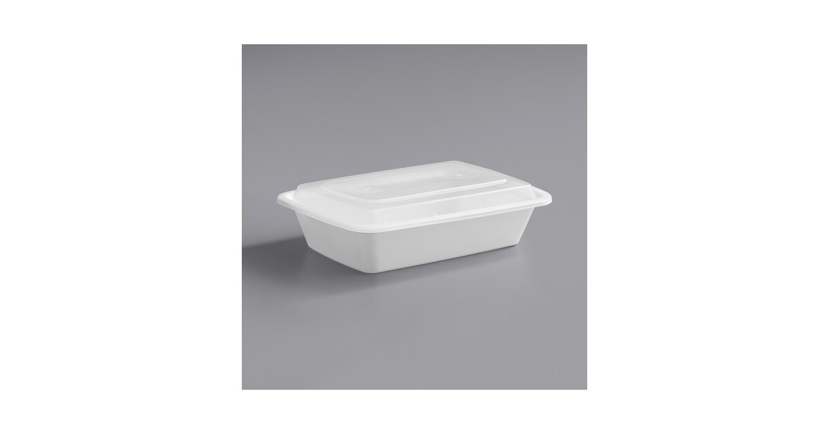 Choice 28 oz. Black 8 3/4 x 6 1/4 x 1 3/4 Rectangular Microwavable Heavy  Weight Container with Lid - 10/Pack