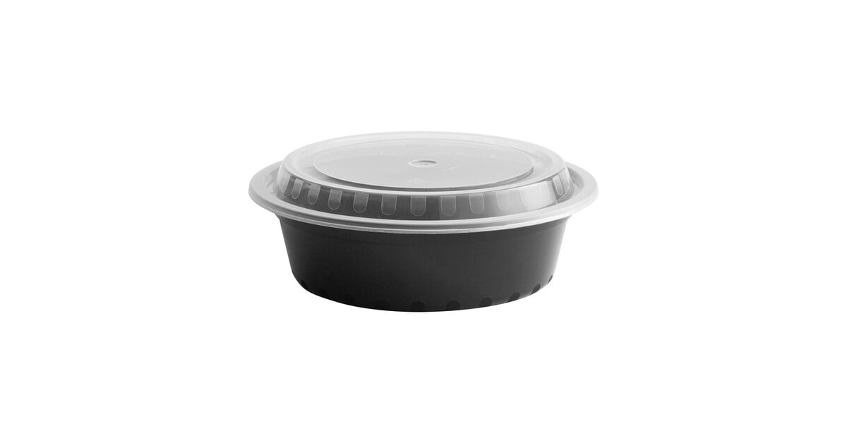 Choice 32 oz. Black Round Microwavable Heavy Weight Container with