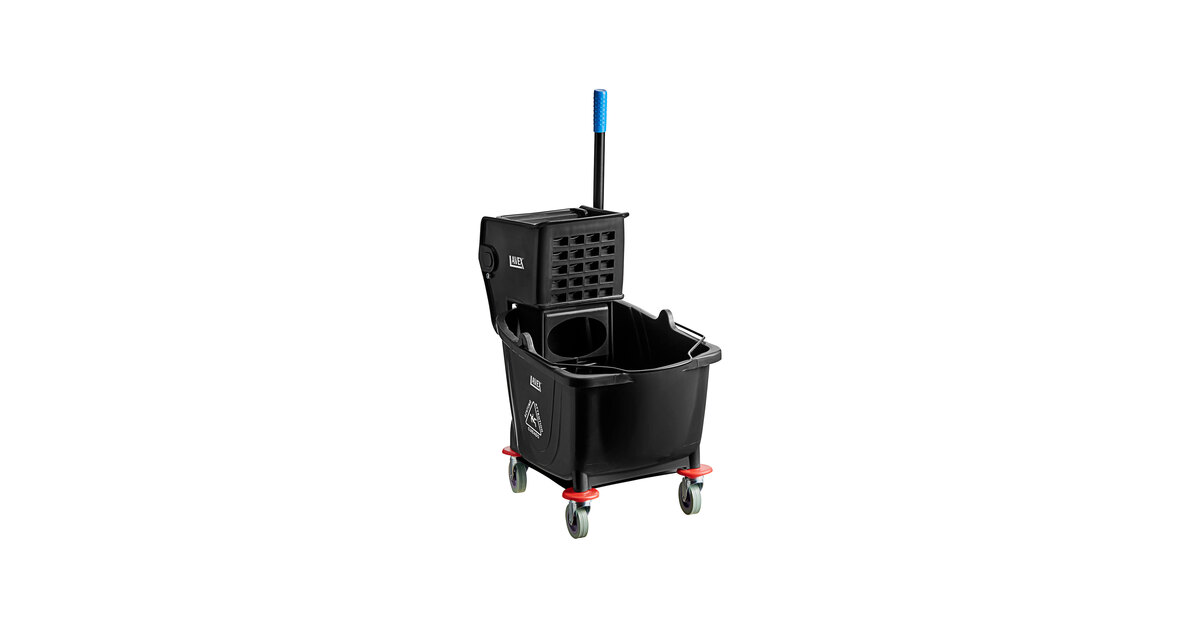 Lavex 35 Qt. Black Mop Bucket & Side Press Wringer Combo