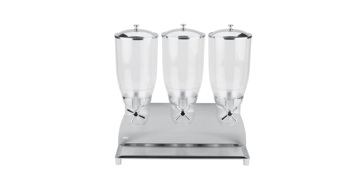 Cal-Mil 3511-3-55 Countertop Cereal Dispenser w/ (3) 3 1/2 liter Containers  - Metal Stand, Stainless Steel