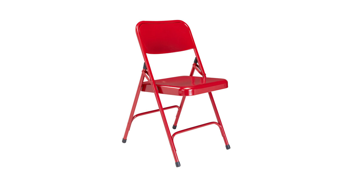 National Public Seating 240 Red Premium Metal Folding Chair - 4/Pack