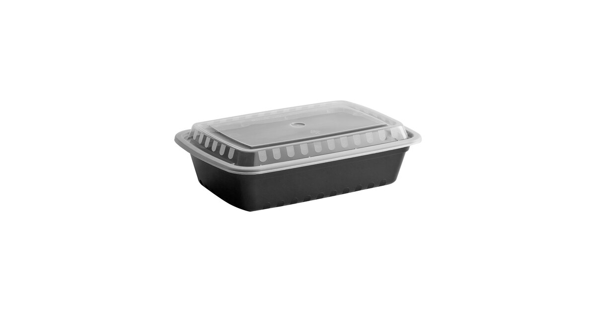 38oz Black Microwavable Food Storage Rectangular Container with Lids –  EcoQuality Store