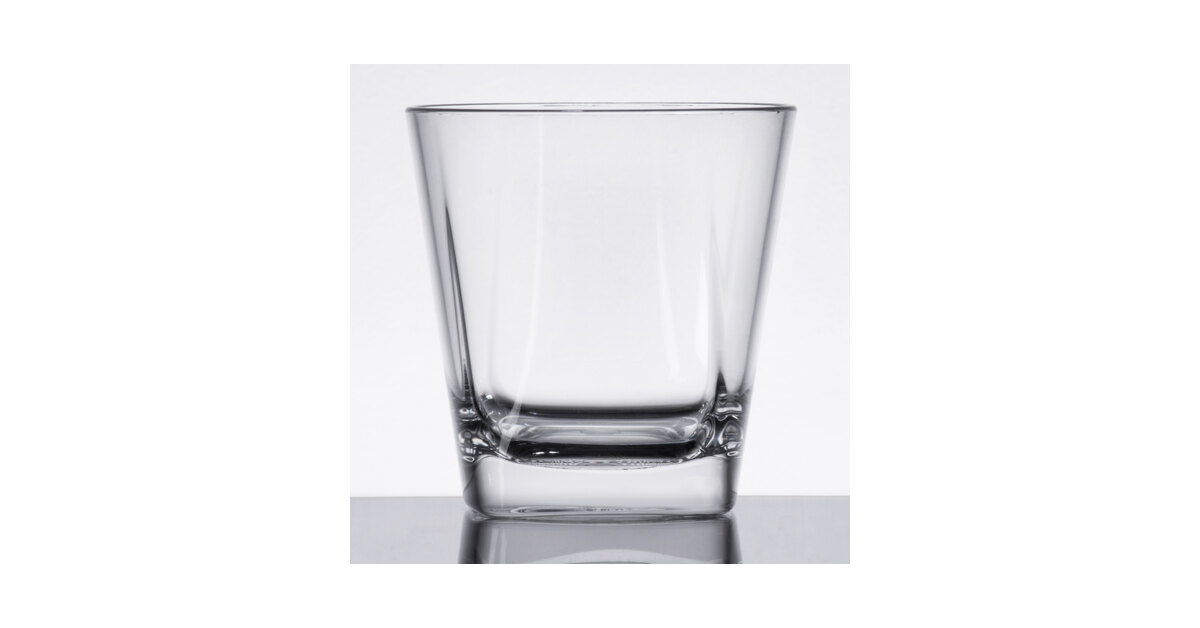 GET SW-1470-CL Cubed 9 oz. SAN Plastic Rocks / Old Fashioned Glass