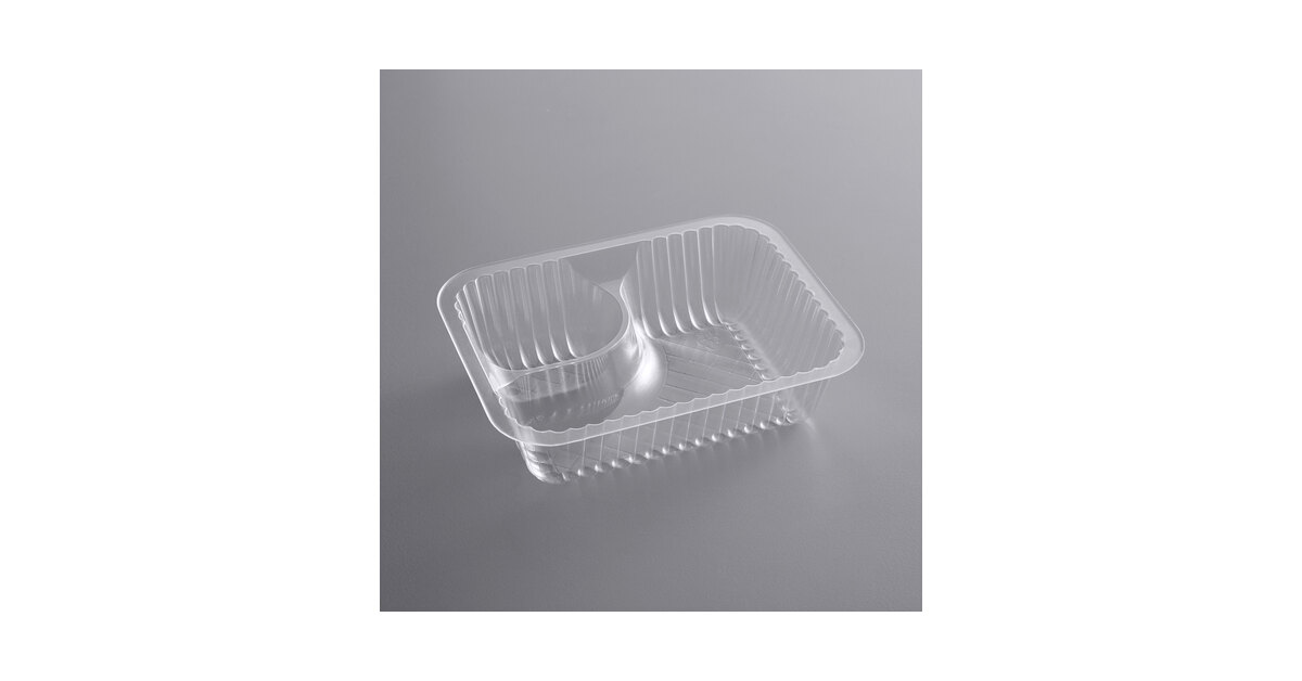 500/Case Clear 2 Compartment Plastic Nacho Chips Cheese Chili Fry Tray Basket 