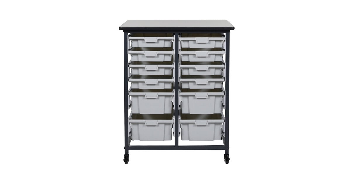 Luxor MBS-DR-8L Double Row Mobile Bin Storage Unit with 8 Large Bins