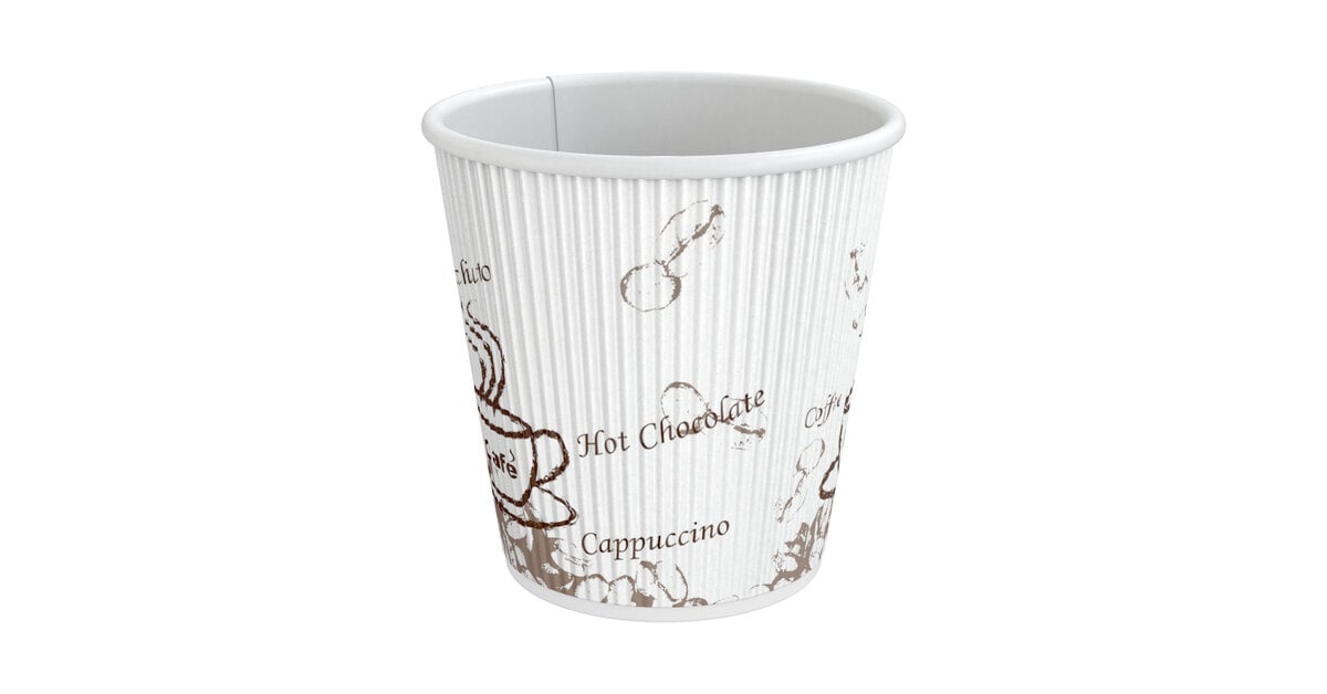 Choice 8 oz. Squat Double Wall Ripple Kraft Paper Hot Cup - 500/Case