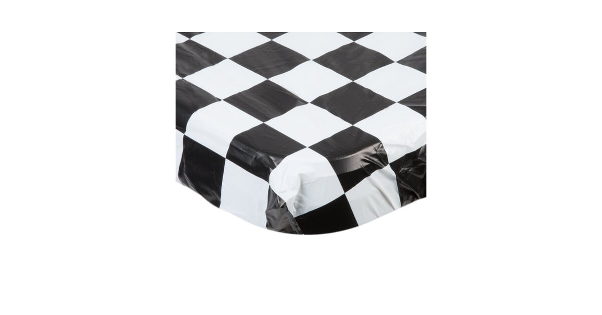 29 by 72-Inch Black Check 37497 Creative Converting Plastic Stay Put Banquet Table Cover 