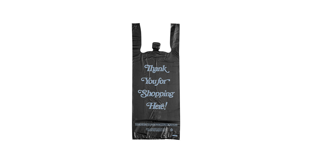 Choice .98 Mil Black Italic Thank You Extra Heavy-Duty Plastic 