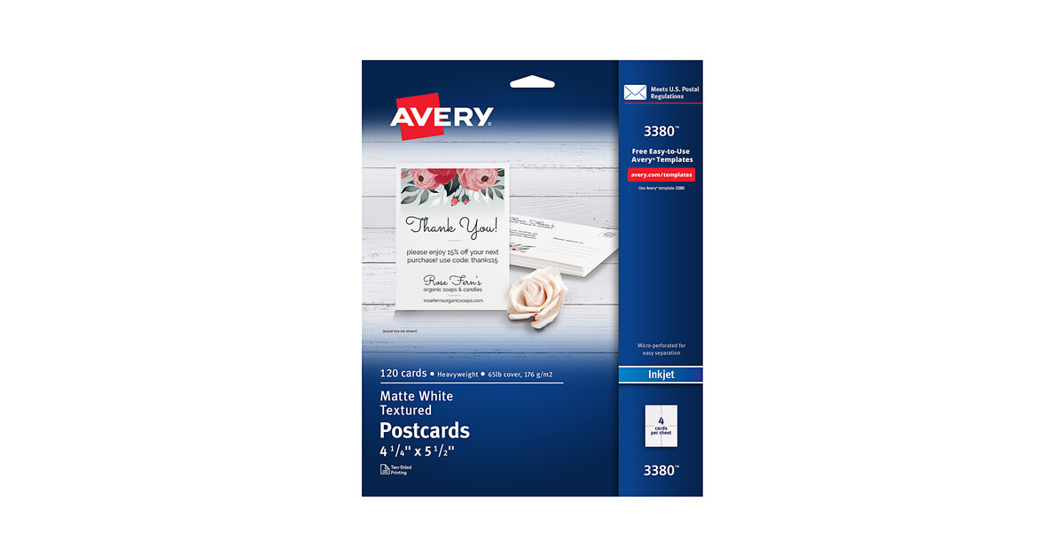 Template for Avery 3381 Postcards or Index Cards 4 x 6