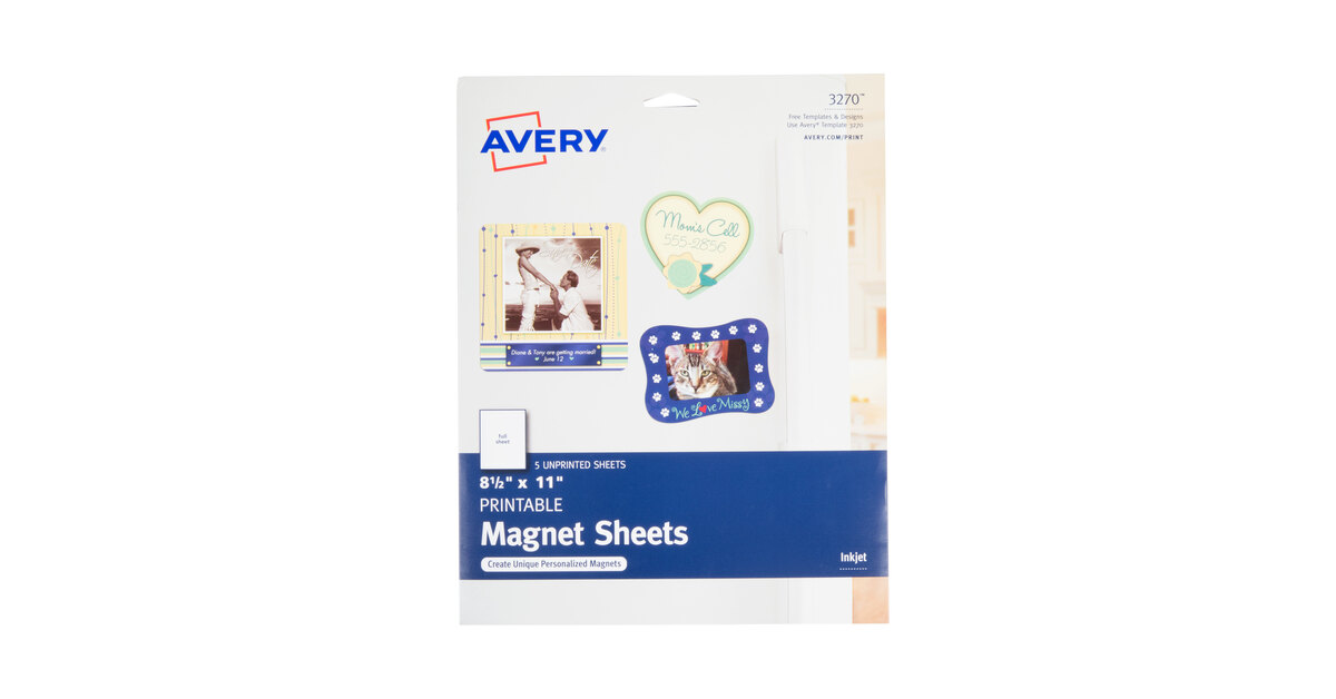 Avery® 3270 8 1/2" x 11" Printable Magnet Sheets - 5/Pack