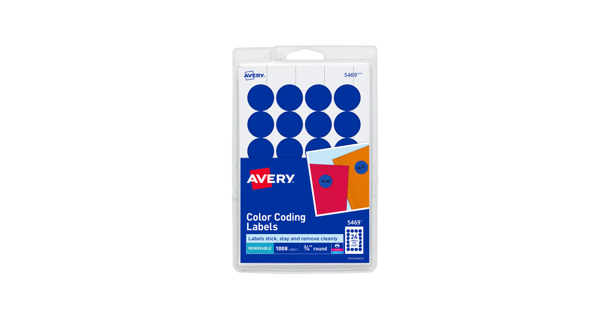 Avery Removable Color-Coding Labels, Removable Adhesive, Dark Blue, 3/4 Diameter, 1,008 Labels (5469)