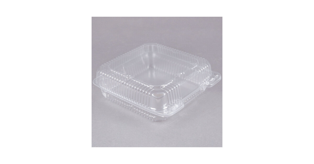 200-Pack 9" x 9" x 3" Clear Hinged Lid Plastic Takeout To Go Container