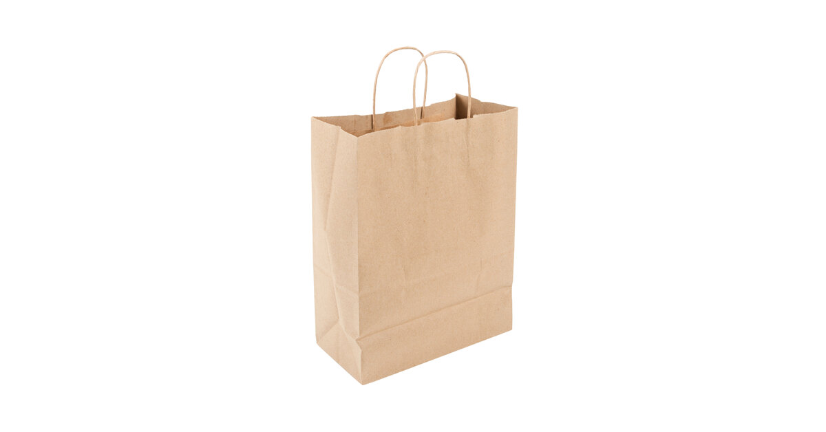 50 Retail Paper Shopping Bag 9x5x13 KRAFT with Rope Handle Plain Natural 