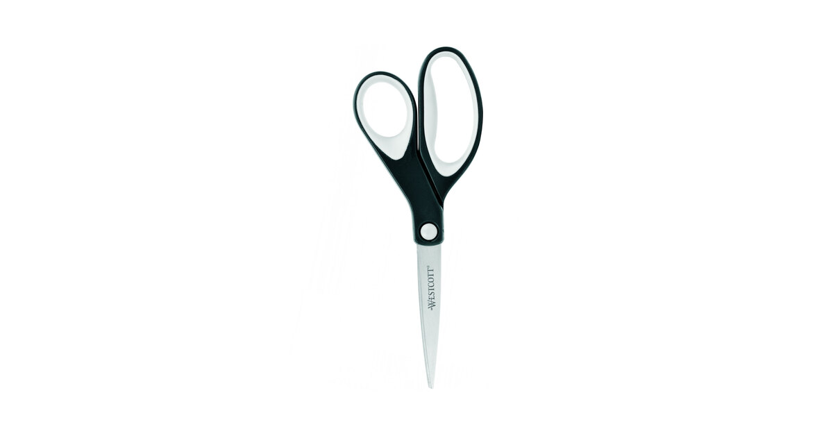 Westcott KleenEarth Basic Plastic Handle Scissors, 8" Long, Bent, Black