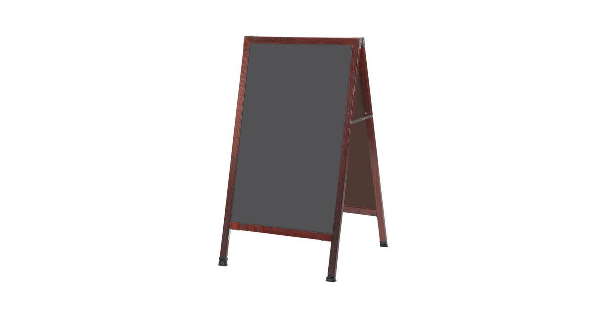 Aarco MA-1B 42 x 24 Cherry A-Frame Sign Board with Black Write On Chalk  Board